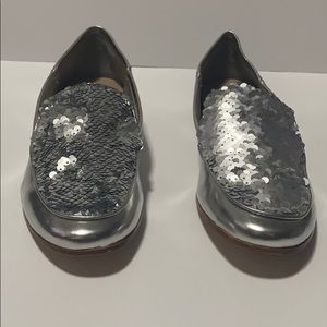 Silver sequined loafers